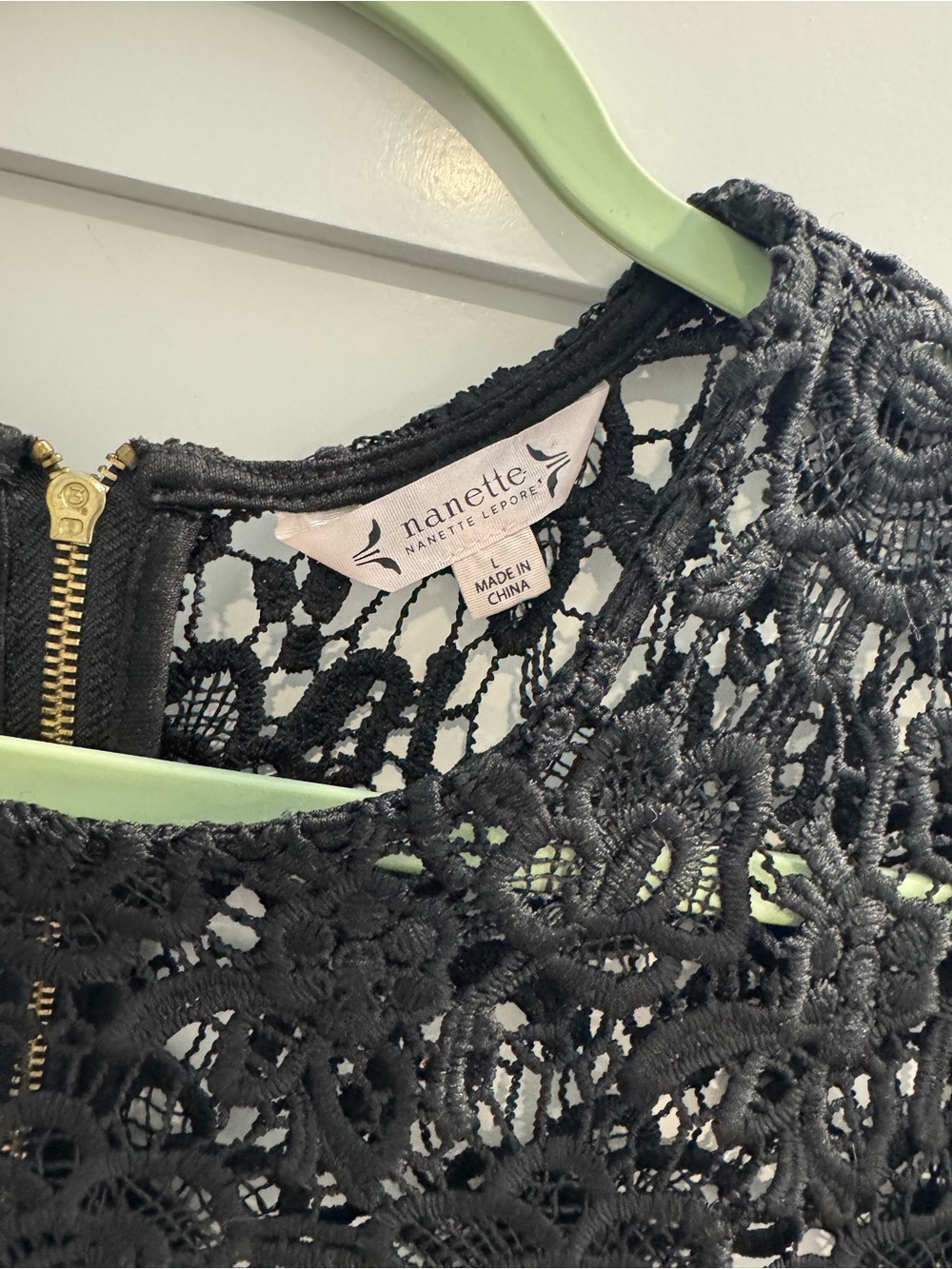 Nanette Lepore Black Floral Lace Short-Sleeve Top - Picture 4 of 4